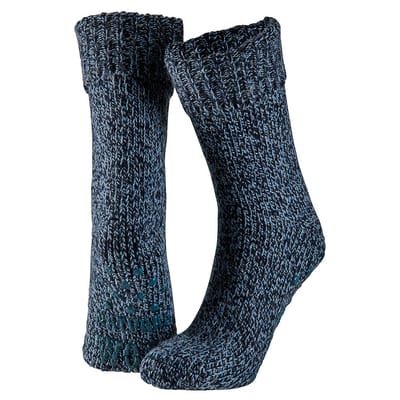 Apollo - Wollen Huissok heren - Blauw - Maat 39/42 - Huissokken heren - Fluffy sokken - Slofsokken - Huissokken anti slip - Warme sokken - Winter sokken