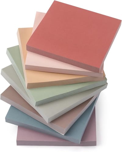Zelfklevende notitieblokken 3 x 3 inch | 8 pads met 70 vellen in Morandi-kleuren | Handig voor thuis, school en kantoor | OB 005-8