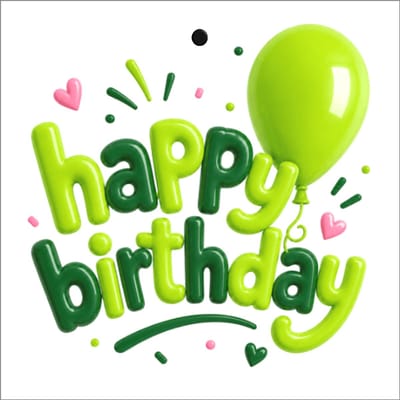Cadeaukaartjes - “Happy Birthday” - Groen – 20 Stuks – Met Gaatje – 7x7 cm - Serie (Bubbles) - Wenskaartjes