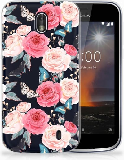 Nokia 1 TPU Case Butterfly Roses