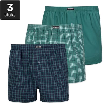 SNOCKS Heren Boxershorts 3-Pack, Losse Fit, Zacht Biologisch Katoen, Comfortbund, Duurzaam