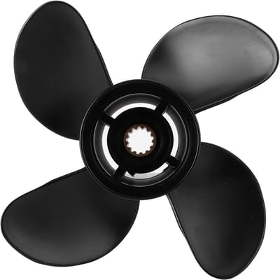 Hoogwaardige buitenboordmotor propeller met 4 bladen, 13 tanden, geschikt voor 35-60PK motoren, aluminium constructie en hoge duwkracht