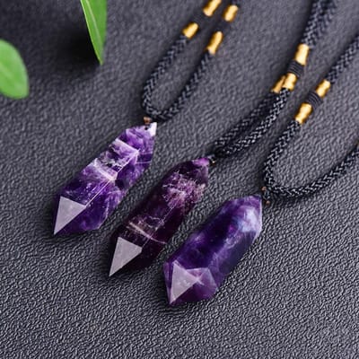 Mode Natuurlijke Amethisten Hangers & Kettingen Vrouwen Facted Paarse Kristal Energie Steen Ketting Mannen Genezende Reiki Sieraden Geschenken black