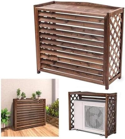 Afdekking Airco Unit - Privacy Scherm Hout - Buitenruimte Verfraaien - Massief Vurenhout Latten - 100x43x94cm - Houtkleur