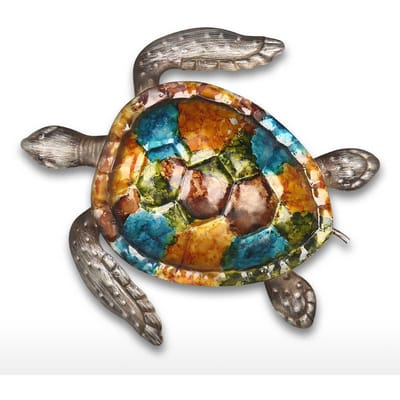 Blauwe schildpad muur decor kust oceaan zee muur kunst ijzer dier muur decor thuis veelkleurig