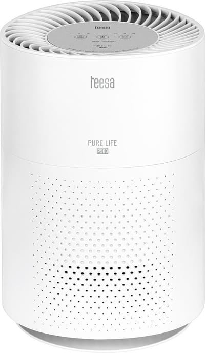 Teesa Luchtreiniger Pure Life P500 – HEPA Filter & Koolstoffilter – Luchtzuiveraar voor Slaapkamer, Woonkamer of Kantoor – Verwijdert Allergenen, Fijnstof, Geuren & Rook – Stil en Efficiënt