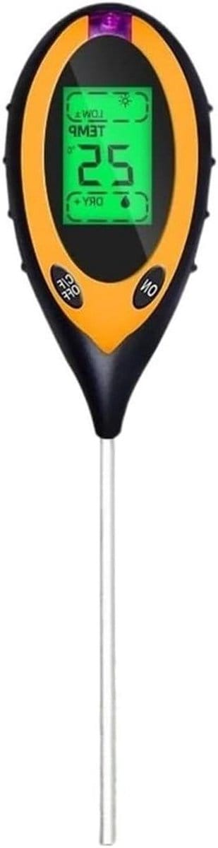 Bodem Tester - Vochtigheid Meter - Planten Verzorgen - 4-in-1 Functie - 5-20 cm - Geel Zwart