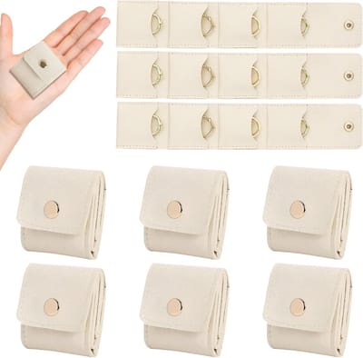 Opvouwbare Mini Sieraden Organizer voor Reizen - Handige Sieradenzak voor Oorbellen, Ringen en Kettingen in Beige, Ideaal voor Vakantie en Thuisgebruik