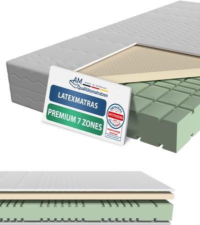 AM Qualitätsmatratzen - Premium latex matras 80x200cm - Zacht (H2) - Hoogwaardig matras met 4cm latex deklaag - 23cm hoogte - Made in Germany