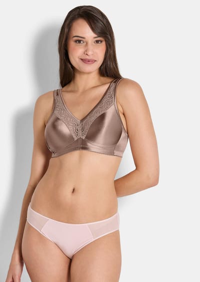Beha zonder beugels, in chique satijnen look - taupe - Gr. 100 B van Goldner Fashion