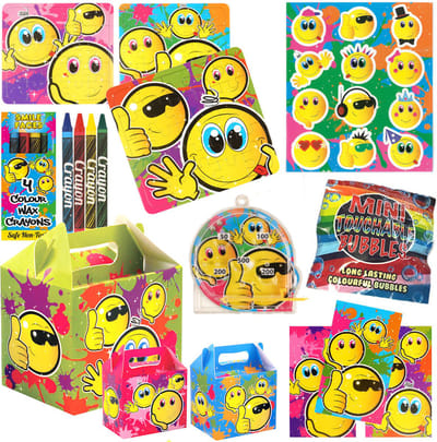 10 STUKS - LUXE SMILEY Traktatie Doos INCLUSIEF SPEELGOED. Traktaties Uitdeelcadeaus voor Verjaardagen en Kinderfeestjes