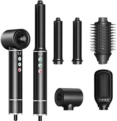 5-in-1 Haarstyler met 110.000 rpm Haardroger, 20m/s Luchtstroom, Styling Borstels en Krultang