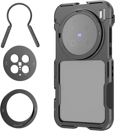 Stabiele Video Rig voor Vloggen en Filmen met Snelle Ontgrendeling, 67mm Filterring en 17mm Lens Backplate, Geschikt voor VIVO X200 Ultra en PA146 (Zwart)