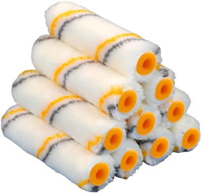 10x Verfroller Mouwen en Verfborstel – Complete Schilder Set voor Muur, Plafond en Randen – Verfroller Vervanging, Verfkwast, Verf Edger Tool