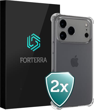 Hoesje 2 Stuks - Geschikt voor Apple iPhone 17 Pro - Sterk & Shockproof - Back Cover - Siliconen Case - Telefoon Hoes Shock Proof - Transparant