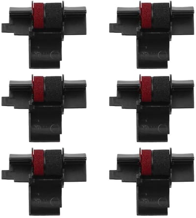 Allecto - Inktrollen - 6 stuks inktroller - Tweekleurige inktroller - Zwart/Rood - Geschikt voor rekenmachines - Inktrollen voor Casio en Sharp