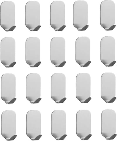 Set van 20 Zelfklevende Haakjes van RVS 304 - Sterke Haakjes voor Badkamer, Keuken en Slaapkamer - Ideaal voor Tegels, Glas en Hout zonder Boren
