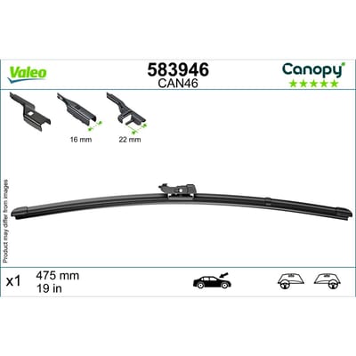 Wisserblad VALEO Canopy 583946, 475mm, Voor, 1 Stuk