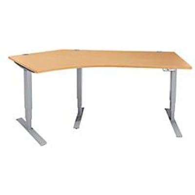 Schäfer Shop Genius AERO FLEX hoekbureau, elektrisch in hoogte verstelbaar, hoek 135° links, B 2165 mm, beuken/blank aluminium