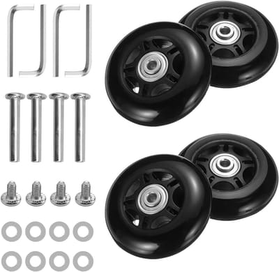 Vervangwielen voor Koffers, 4 x 24 mm, Rubber Wielen voor Bagage, Universele Vervangende Wielen, Duurzaam en Sterk