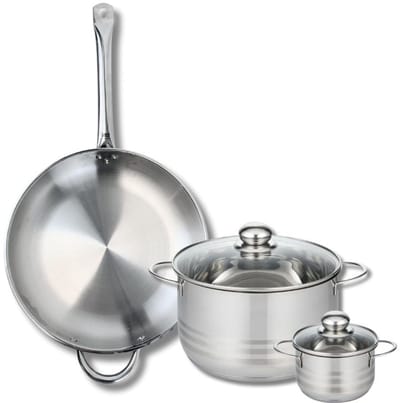 Set van 1 Koekenpan 32 cm en 2 braadpannen 12 en 24 cm Elo Profi Brillant