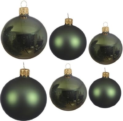 Compleet glazen kerstballen pakket donkergroen glans/mat 26x stuks - 10x 6 cm - 12x 8 cm - 4x 10 cm