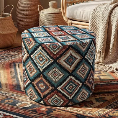 Ronde Zitzak - Poef Voetenzak - Ontspannen Zitten - Inclusief Voetenzak - 49x49x38 cm - Veelkleurig