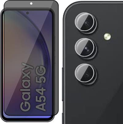 Privacy Screenprotector geschikt voor Samsung Galaxy A54 - Camera Lens Screen Protector & Glas Screen Protector FullGuard