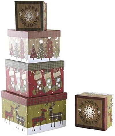 5 Stuks Lege Kerstcadeaudozen van Karton voor Opslag en Decoratie
