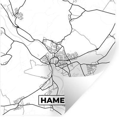 Muurstickers - Sticker Folie - Plattegrond - Hameln - Kaart - Stadskaart - 100x100 cm - Plakfolie - Muurstickers Kinderkamer - Zelfklevend Behang XXL - Zelfklevend behangpapier - Stickerfolie