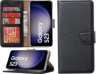 Samsung Galaxy S23 hoesje - Portemonnee Cover - Bookcase met pasjeshouder - Zwart