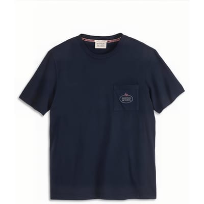 Scotch & Soda Garment Dyed Ss Pocket Tee Dark Blue Taglia: M | Magliette basic Outlet | Uomo | Blu