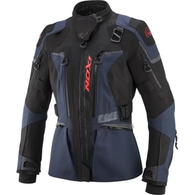 Ixon Odin Lady Marineblauw Zwart Bright Rood Waterdichte Textiele Motorjas - Jas