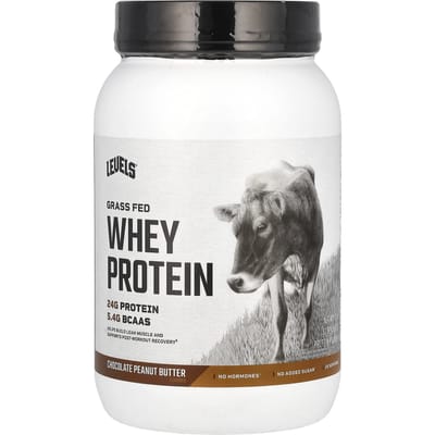 Levels, Wei-eiwitpoeder van grasgevoerde runderen, Chocolade Pindakaas, 2 lb (907 gram)