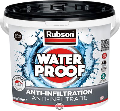 Rubson Anti - Infiltratie Zwart 10kg | Daken, Funderingen en Ingegraven Materialen Coating | Silicone Technologie Gebaseerd voor Maximale Elasticiteit | Duurzame Coating en UV-Bestendig | Langdurige Bescherming tegen Vocht.