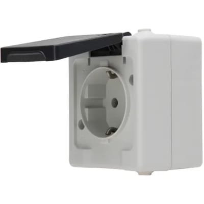 Baseline Wandcontactdoos - Grijs - Opbouw - Spatwaterdicht