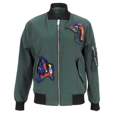 Proenza Schouler bomberjack met patches in olijfgroen polyamide