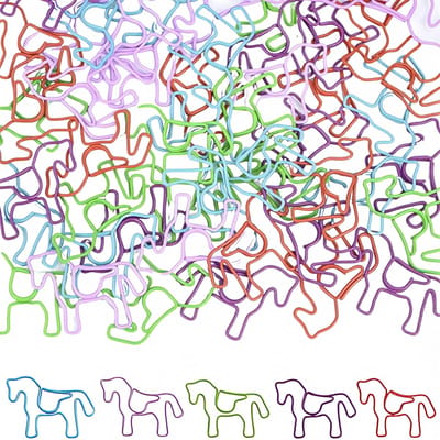 Paperclips in paardenmotief, paarden paperclip kleurrijk, paperclips motief paardenvorm design, paarden geschenken voor volwassenen, creatieve paperclip metaal voor ansichtkaarten