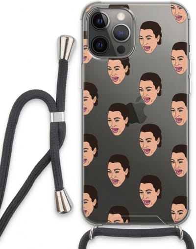 Case Company® - Hoesje met koord geschikt voor iPhone 13 Pro Max hoesje met Koord - Ugly Cry Call - Telefoonhoesje met Zwart Koord - Bescherming aan alle Kanten en Over de Schermrand