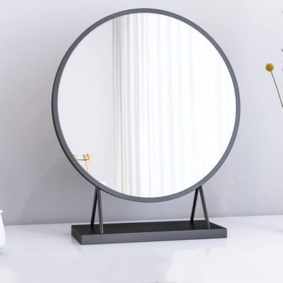 Ronde Tafelspiegel - Make-up Spiegel - Dagelijkse Verzorging - Stijlvolle Standaard - Zwart