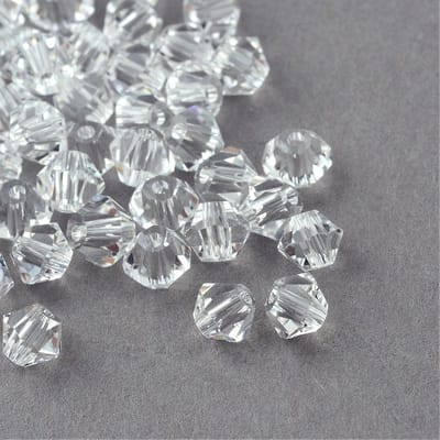 Boheemse kristallen kralen, 4 mm, dubbele kegel, Tsjechische parels, geslepen glas, bicone kralen (kristal)