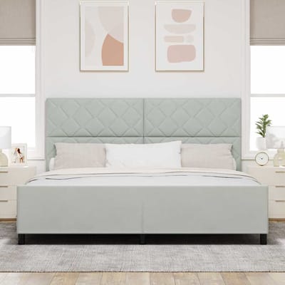 vidaXL - Boxspring - bed - met - hoofdeinde - Lichtgrijs - 200 - x - 200 - cm - Fluweel