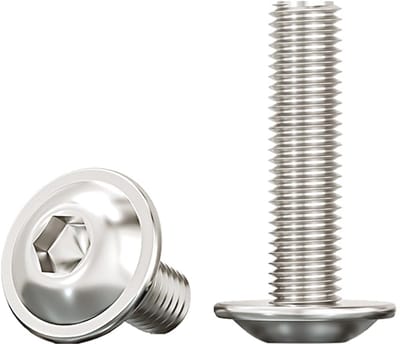 Flat Head Schroeven met Flens, M8 x 30 mm, RVS, Hexagonale Inbus, Volledige Draad, Set van 10, Voor Machinebouw en Bevestiging