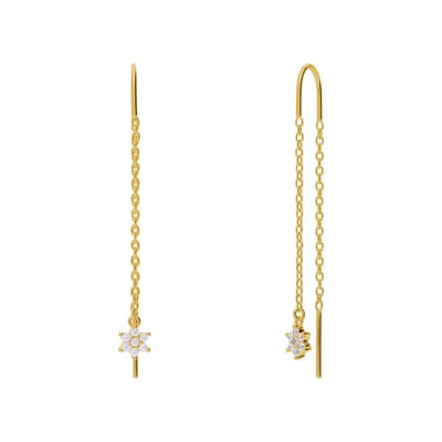 Lucardi Dames Zilveren oorhangers met plating voor dames - Oorbellen - 925 Zilver - Goudkleurig
