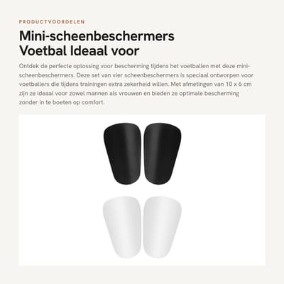 Dailygoods- Mini-scheenbeschermers 4 stuks - Trainingsaccessoires - 10 x 6 cm - Wit/Zwart - Voetbal - Bescherming