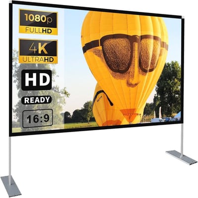 Projectorscherm 100 inch 16:9 HD 4K voor thuisbioscoop en buitengebruik - Draagbaar en opvouwbaar filmscherm met standaard