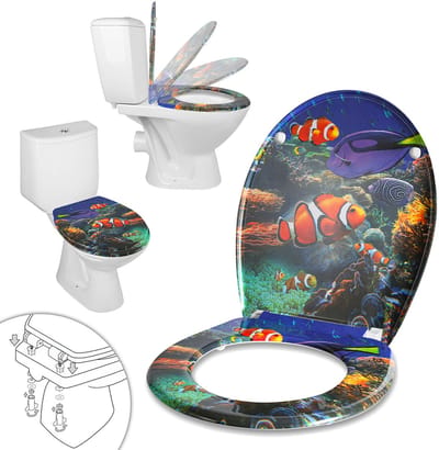 WC bril Duroplast Softclose Meerkleurig onderwater motief standaard ovaal
