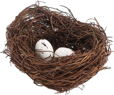 Simulatie Vogel Nest met 2 Nep Eieren - Handgemaakt Decor voor Pasen, Tuin en Feestelijke Decoratie - 10cm