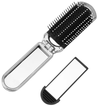 Opvouwbare Haarborstel - Zilver | 11 x 3,9 cm | Spiegel/Inklapbaar | Fashion Favorite