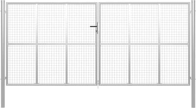vidaXL - Tuinpoort - gegalvaniseerd - staal - 400x175 - cm - zilver